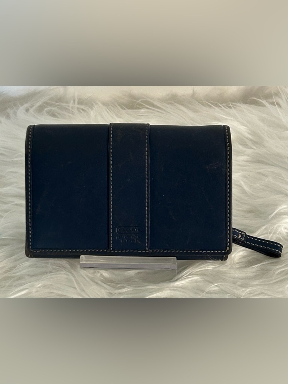 Coach Legacy Blue Leather Wallet USA vintage Clutch Y2K - Picture 11 of 12